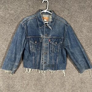 Vintage Levis Type II 2 Jacket Mens 42 Blue Denim Bomber Cutoff Frayed Hem USA
